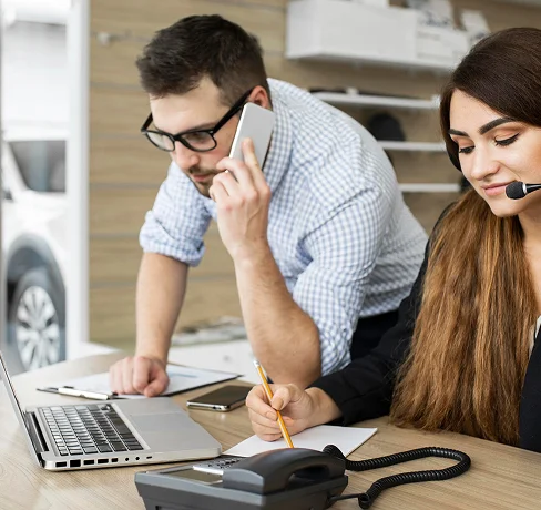 Call center again girl and boy